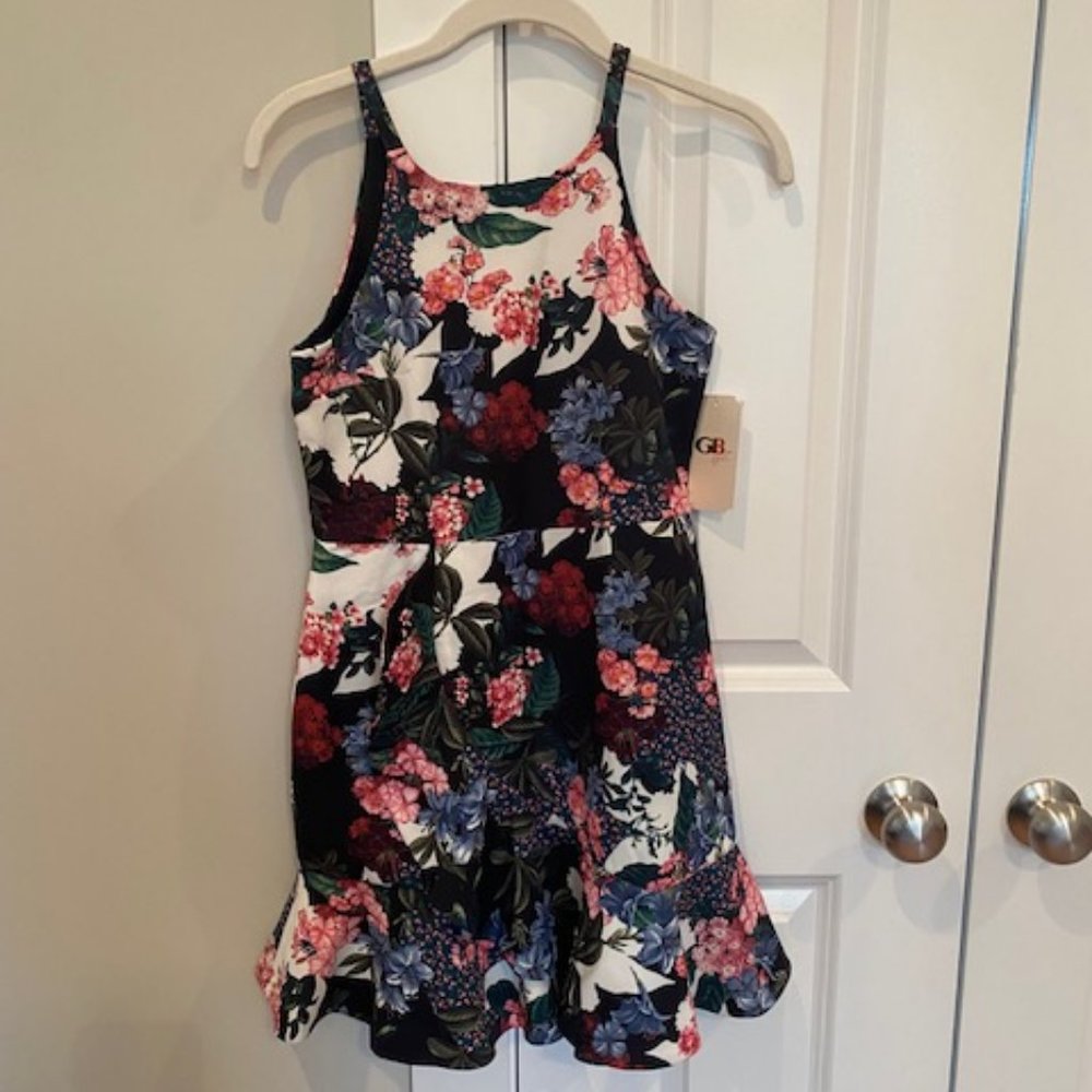 NWT GB Girls Floral Dress with Ruffle Flounce Hem - Girls Size 12
